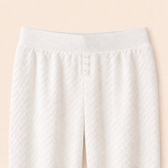 Jaclyn Intimates Quilted Jogger Lounge Pajama Pants Ivory Cozy Sleepwear L NWOT - Picture 4 of 6